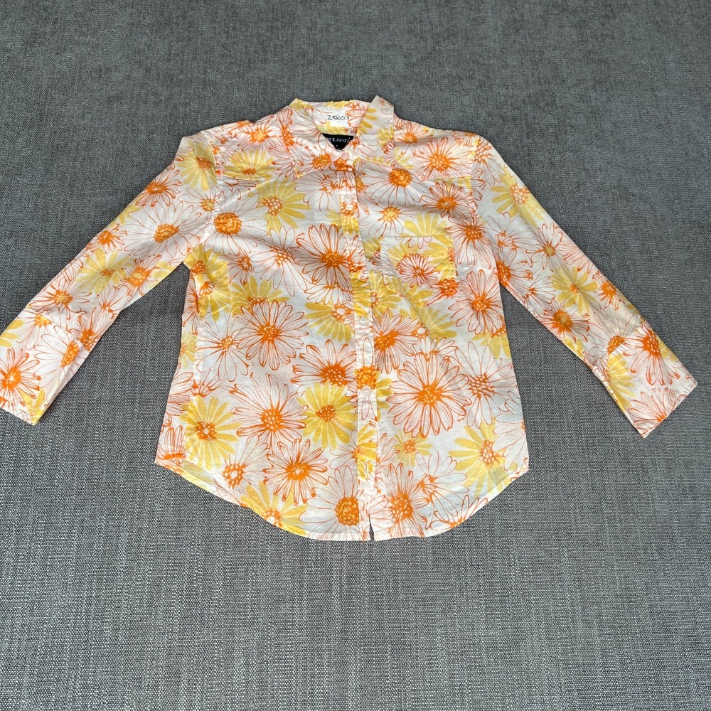 Vintage Wet Seal Shirt Top Womens Small Multi Daisy Floral Long Sleeve Button-Up
